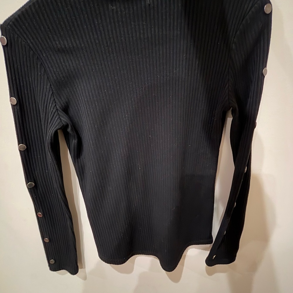 NWOT: Bellacita Black Long Sleeve Tee With Metal Buttons on Sleeve
